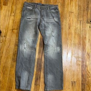 Grey distressed jeans low rise fit 34x32